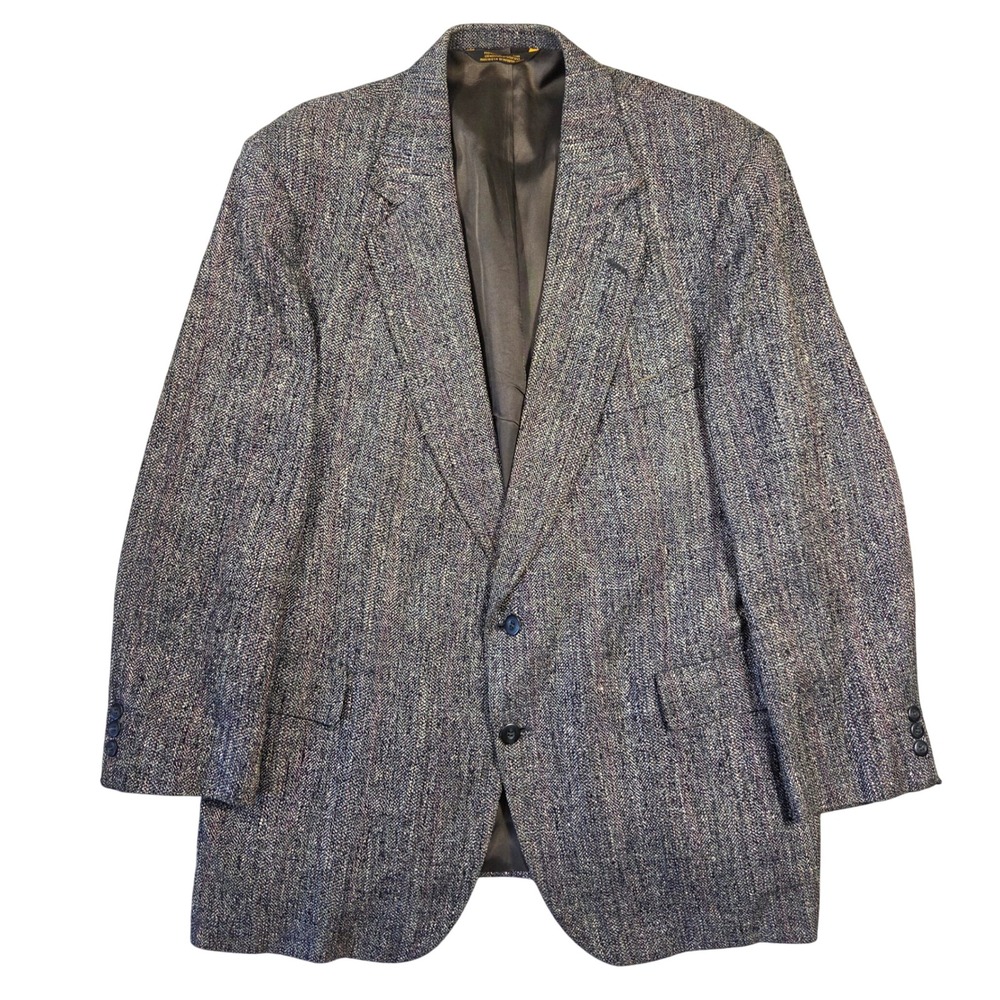 Vtg‎ STRATHMORE Richman SIlk Tweed Blazer Sport Coat Jacket 48R Career Business